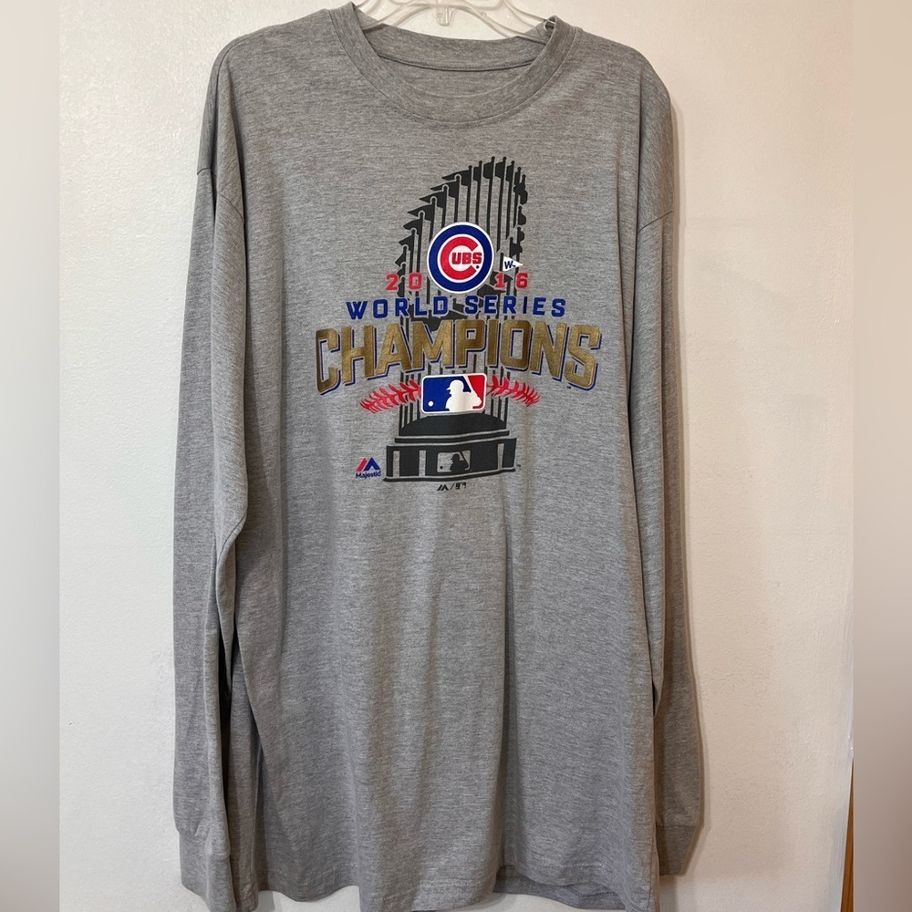 MLB Chicago Cubs 2016 World Series Champions  T-Shirt‎ XL Tall Gray Long Sleeve
